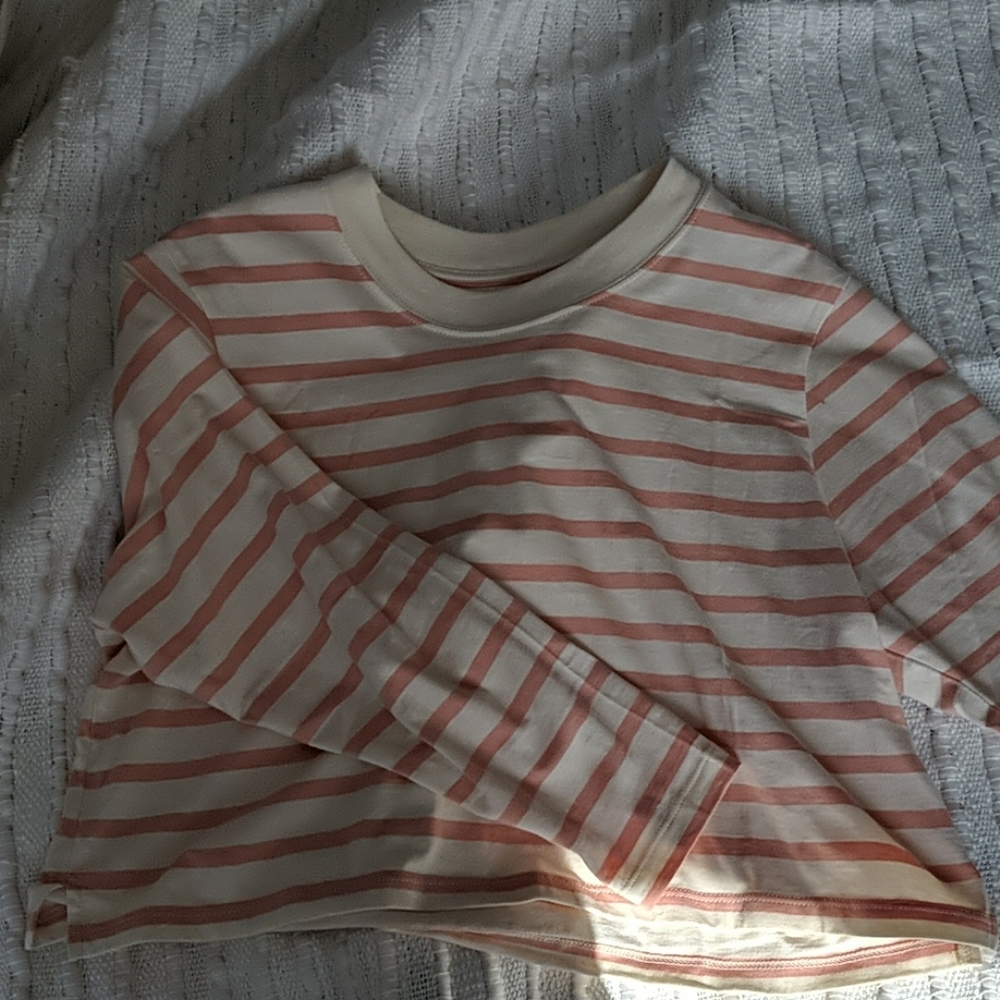 Xkarla pink striped crop top size medium